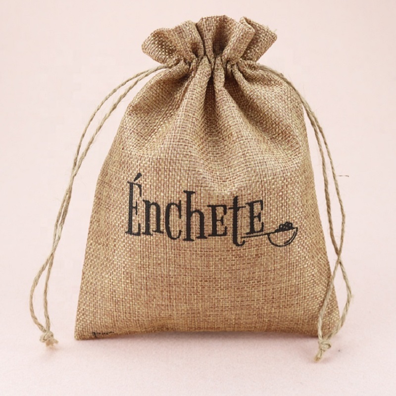 SGS50 Duurzaam Mini Linnen Jute Hennep Gift Pouch Zak Trekkoord Theezakje Jutezakken Eco Koffie Jutezak met aangepast logo