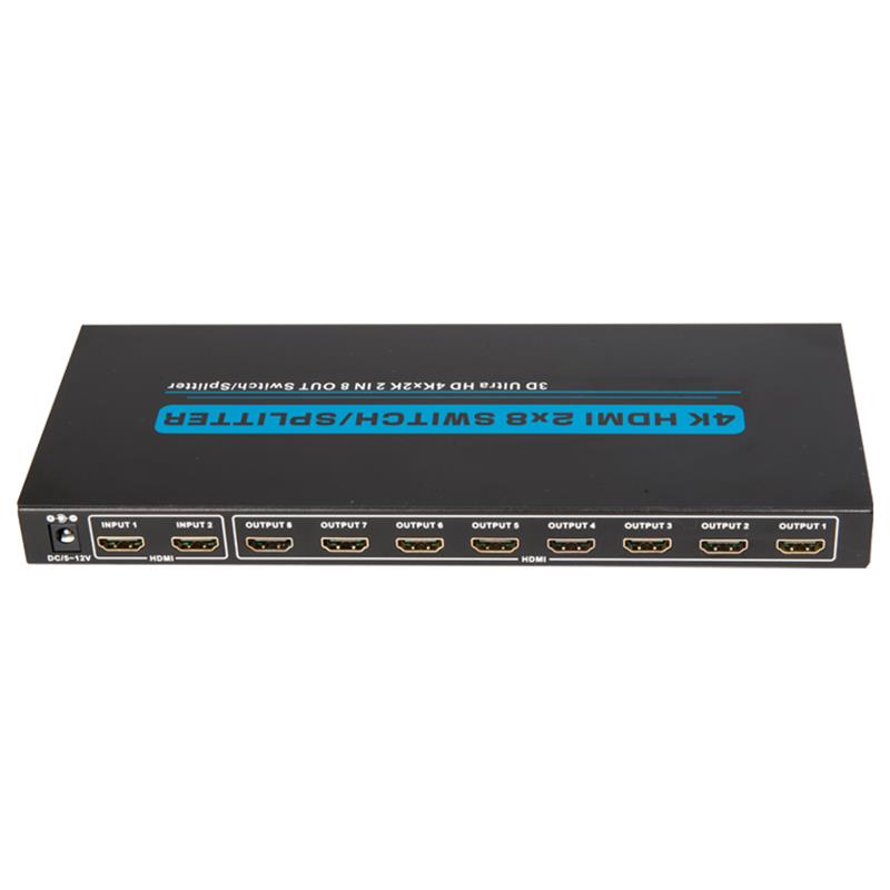 4K / 30Hz HDMI 2x8 Switcher / Splitter Ondersteuning 3D Ultra HD 4Kx2K / 30Hz