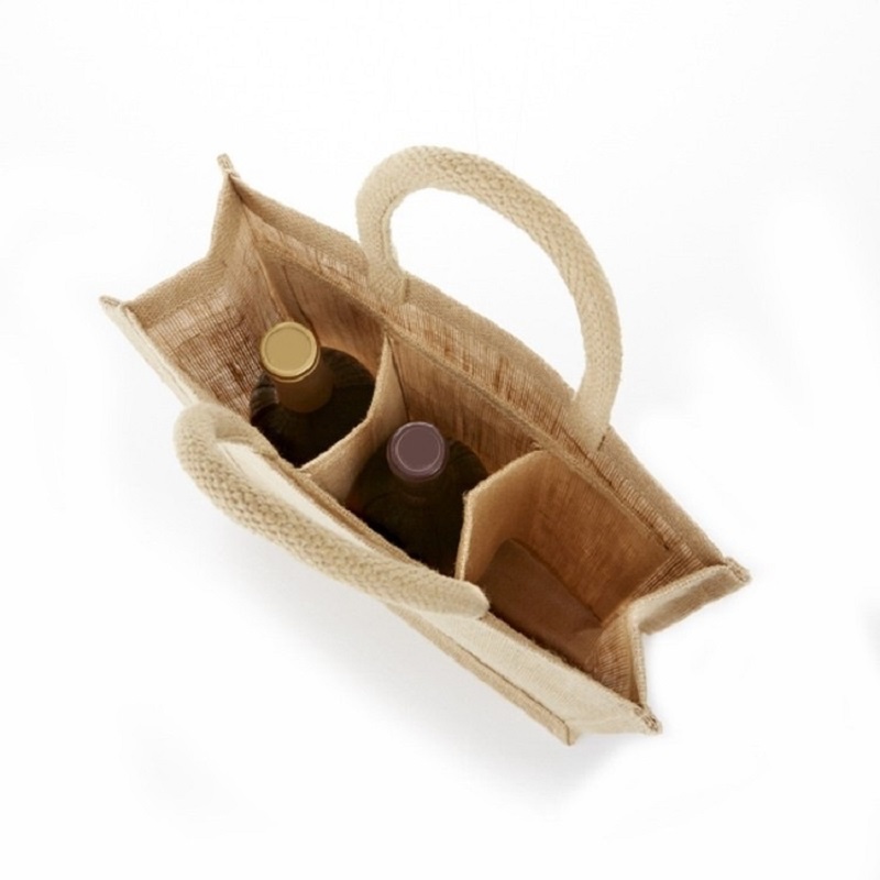 SGS52 Op maat gemaakte milieuvriendelijke 3 fles Jute wijnfles Tote boodschappentassen met venster