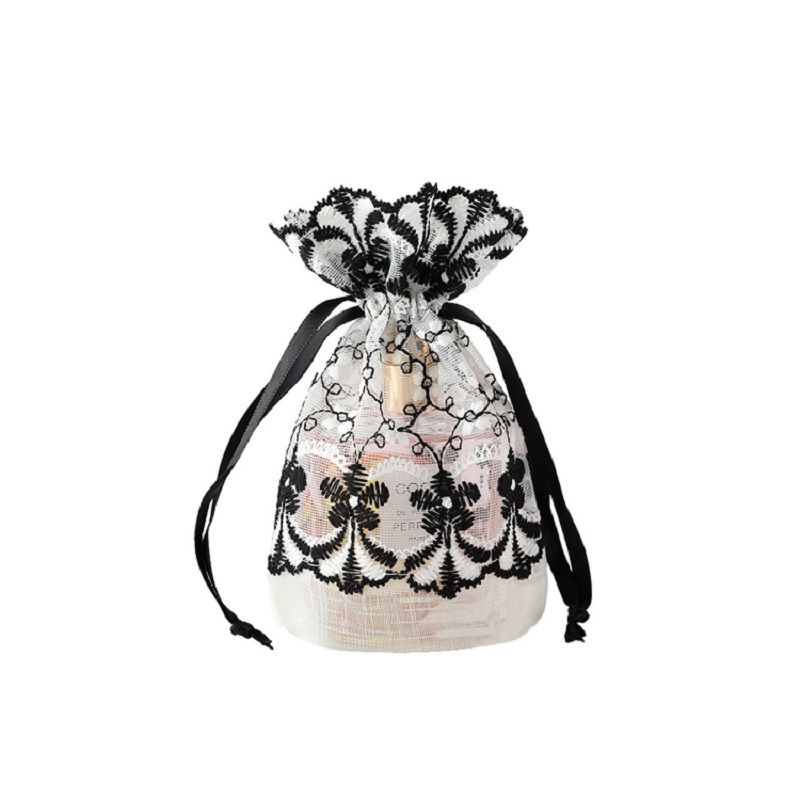 SGS59 Christmas Organza Gift Bag Custom Bedrukt Bruiloft Suiker Verpakking Tas Mesh Tasjes Groothandel