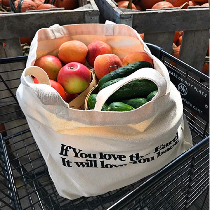 SG64 Zware Duty Organic Vegetable Fruit Shopping Bag Cotton Canvas Tote Bags met op maat gedrukt logo