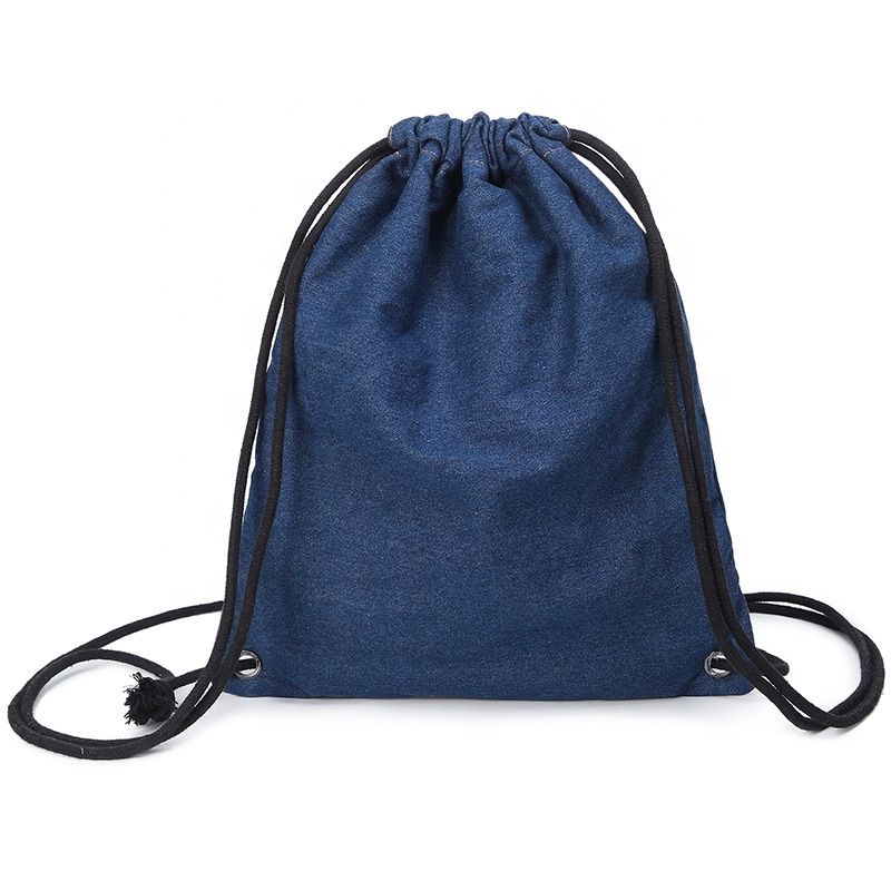 SG70 Nieuw ontwerp Top Sell School Kids Student Cotton Canvas Denim Drankstring Backpack