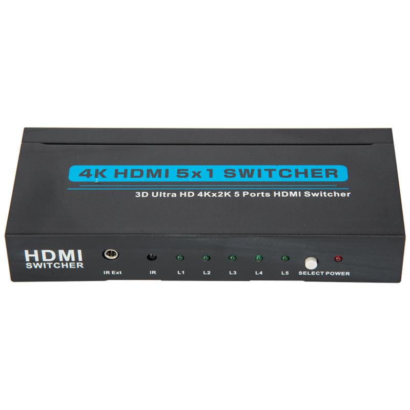 V1.4 4K / 30Hz HDMI 5x1 Switcher Ondersteuning 3D Ultra HD 4K * 2K / 30Hz