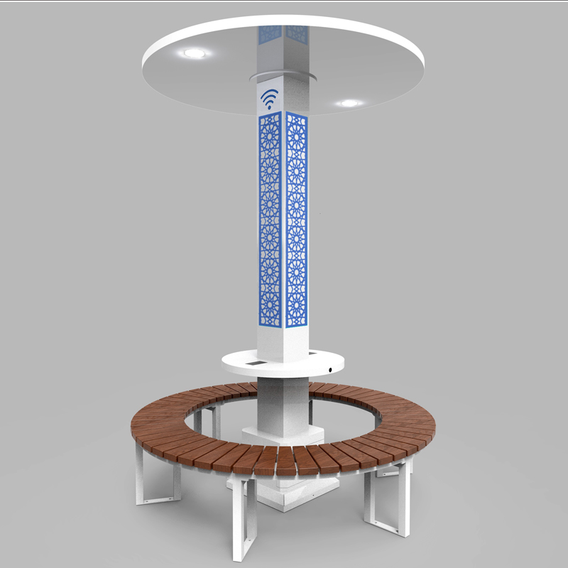 Zonne-energie Smart Park houten bank met automatische islamitische islamitische bidden klok AZAN gebed alarm moslim klok