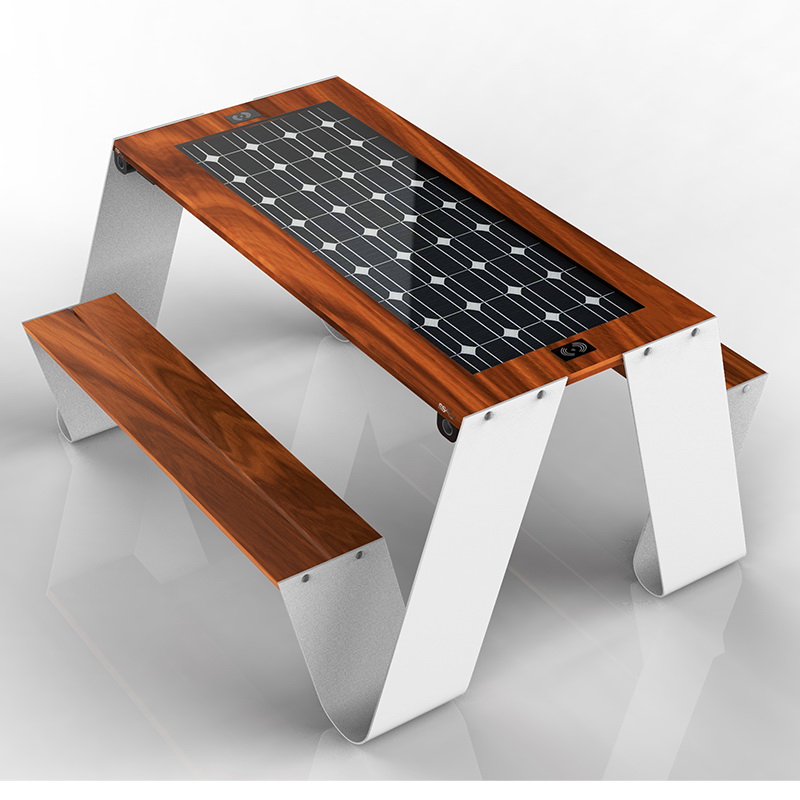 Zonne-energie telefoon opladen en WiFi Gratis slimme houten picknicktafel