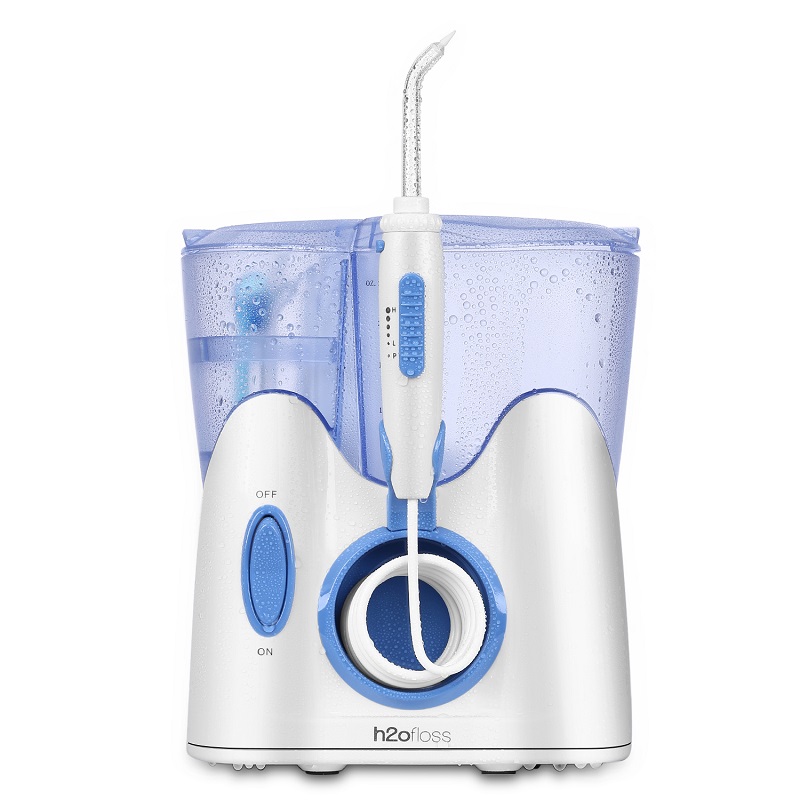 H2ofloss tandwaterflosser voor het reinigen van tanden met 12 multifunctionele tips en 800 ml, professioneel aanrecht monddouche stil ontwerp