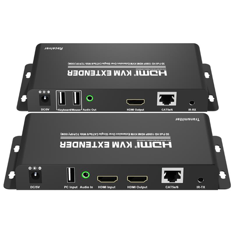 HDMI KVM-extender 150 m boven enkele CAT5e / 6 met TCP / IP-ondersteuning Full HD 1080P