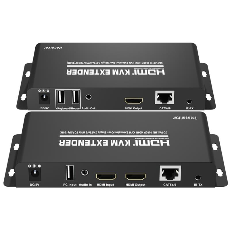 HDMI KVM-extender 150 m boven enkele CAT5e / 6 met TCP / IP-ondersteuning Full HD 1080P