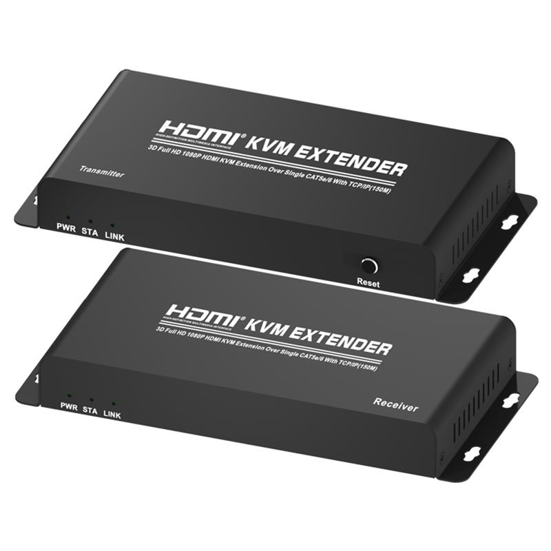 HDMI KVM-extender 150 m boven enkele CAT5e / 6 met TCP / IP-ondersteuning Full HD 1080P