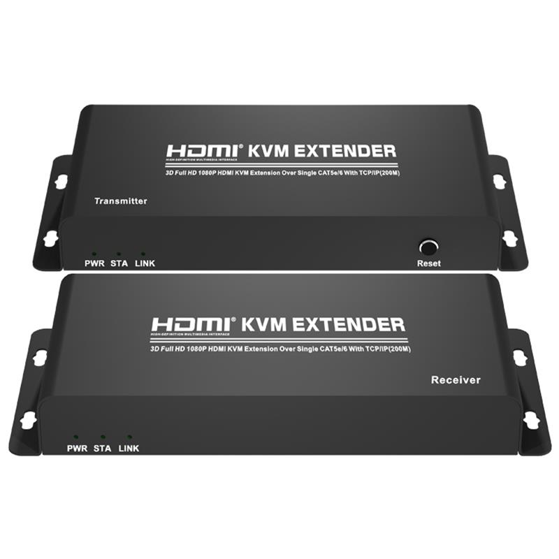 HDMI KVM-extender 200 m boven enkele CAT5e / 6 met TCP / IP-ondersteuning Full HD 1080P