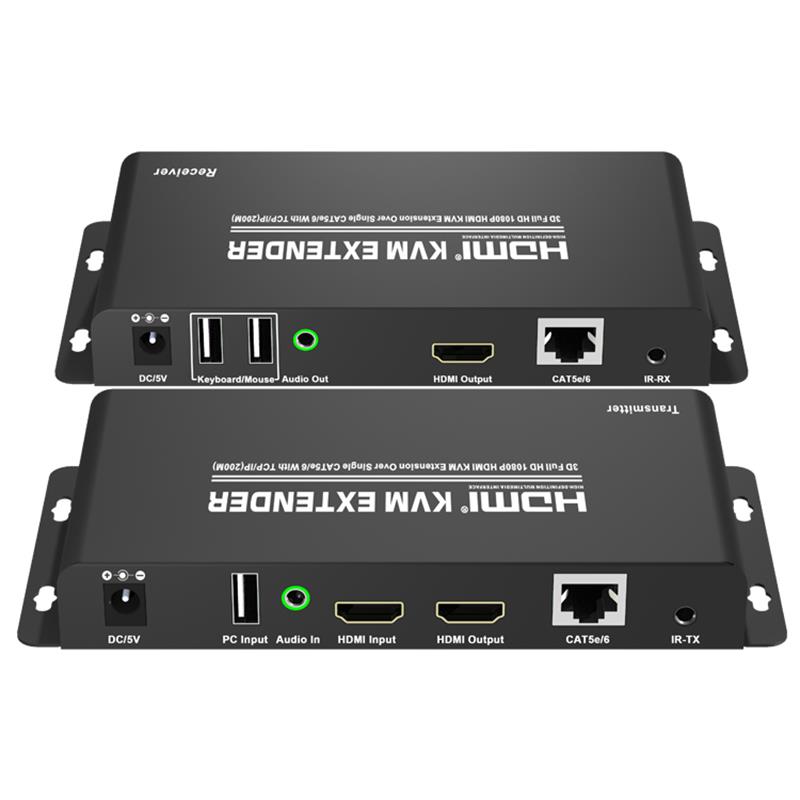 HDMI KVM-extender 200 m boven enkele CAT5e / 6 met TCP / IP-ondersteuning Full HD 1080P