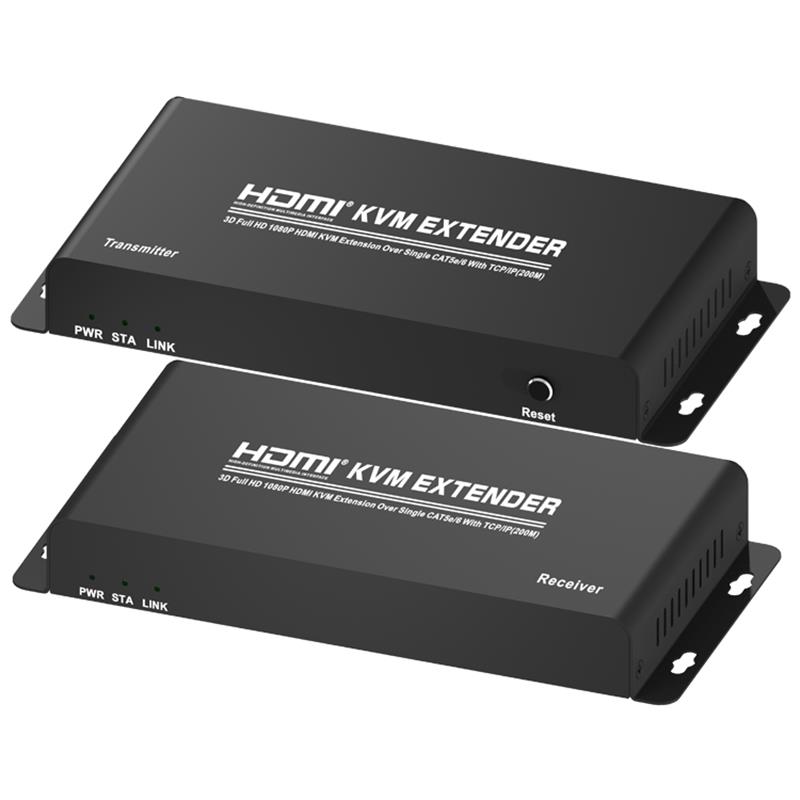 HDMI KVM-extender 200 m boven enkele CAT5e / 6 met TCP / IP-ondersteuning Full HD 1080P