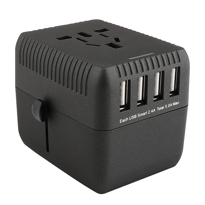 RRTRAVEL Universal Travel Adapter, International Power Adapter, Worldwide Plug Adaptor met 4 USB Ports, High Speed 5A Wall Charger, Alles in een AC Socket voor de VS UK AUS Europe Asia Cell Phone Laptop