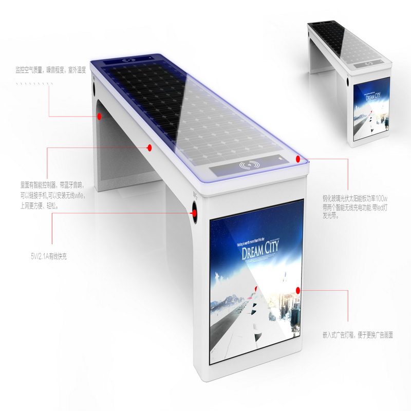 Opladen via USB Energiebesparende multifunctionele parkbank