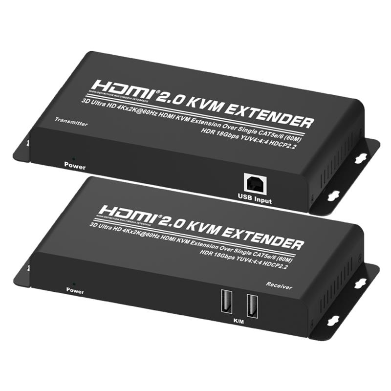HDMI 2.0 KVM-extender 60 m via enkele CAT5e / 6-ondersteuning Ultra HD 4Kx2K @ 60Hz HDCP2.2