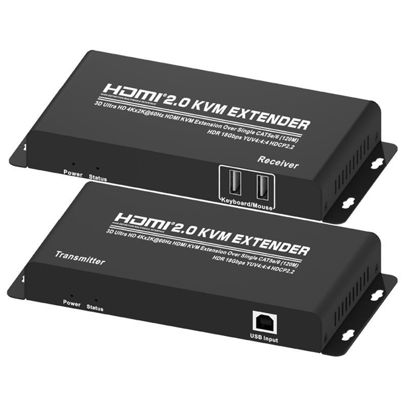 HDMI 2.0 KVM-extender 120 m via enkele CAT5e / 6-ondersteuning Ultra HD 4Kx2K @ 60Hz HDCP2.2