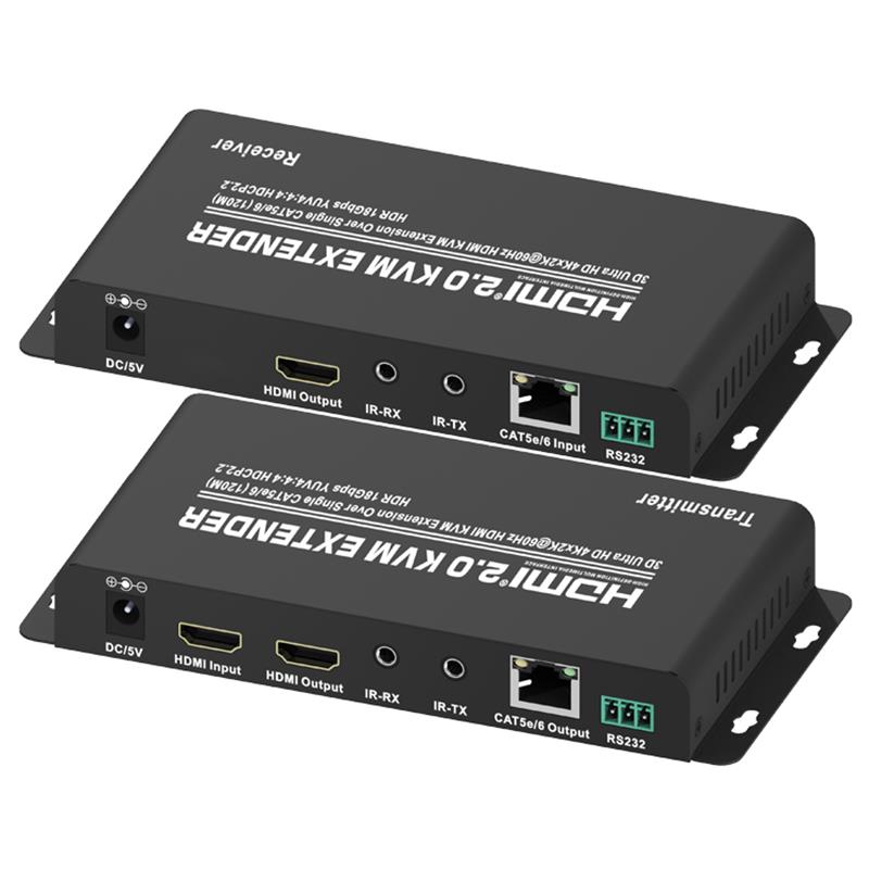 HDMI 2.0 KVM-extender 120 m via enkele CAT5e / 6-ondersteuning Ultra HD 4Kx2K @ 60Hz HDCP2.2