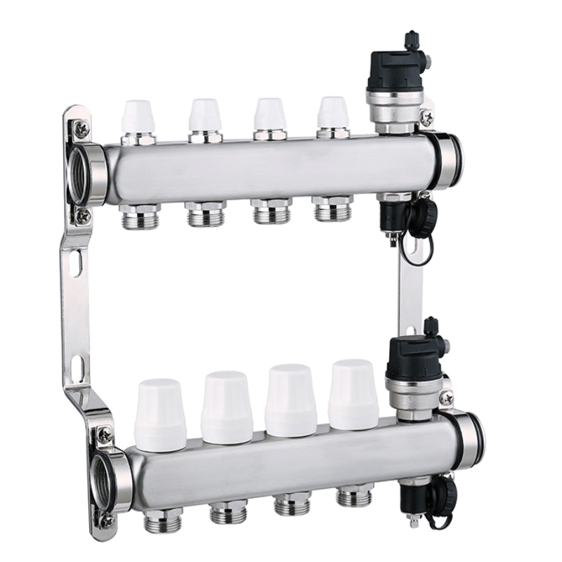 Sanitair ufh 5-weg roestvrijstalen waterhydraulische verwarmingsverdeler