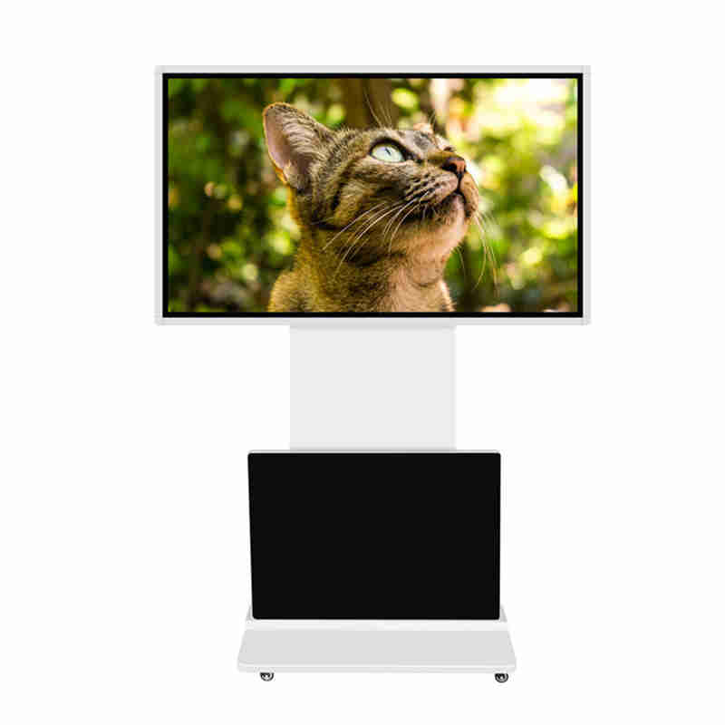 43-inch vloeropstand digital signage-ondersteuning 360 graden roterende reclamelcd-monitor voor supermarkt, winkel, benzinestation, bus, winkelcentrum