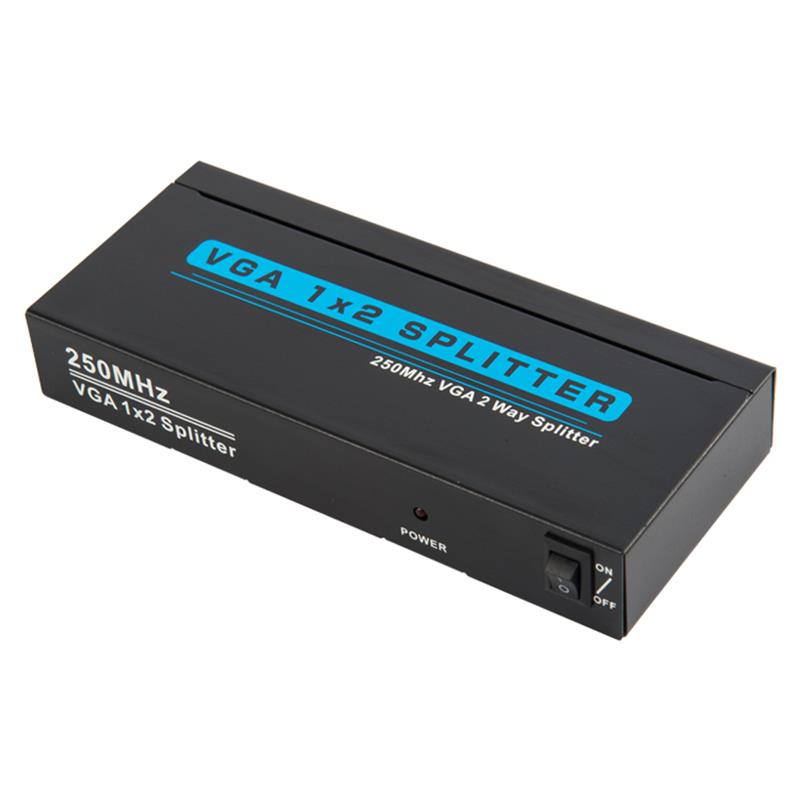 250 MHz 2-weg VGA 1x2 splitter Ondersteuning 1080P