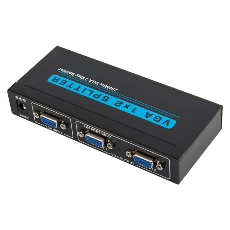 250 MHz 2-weg VGA 1x2 splitter Ondersteuning 1080P