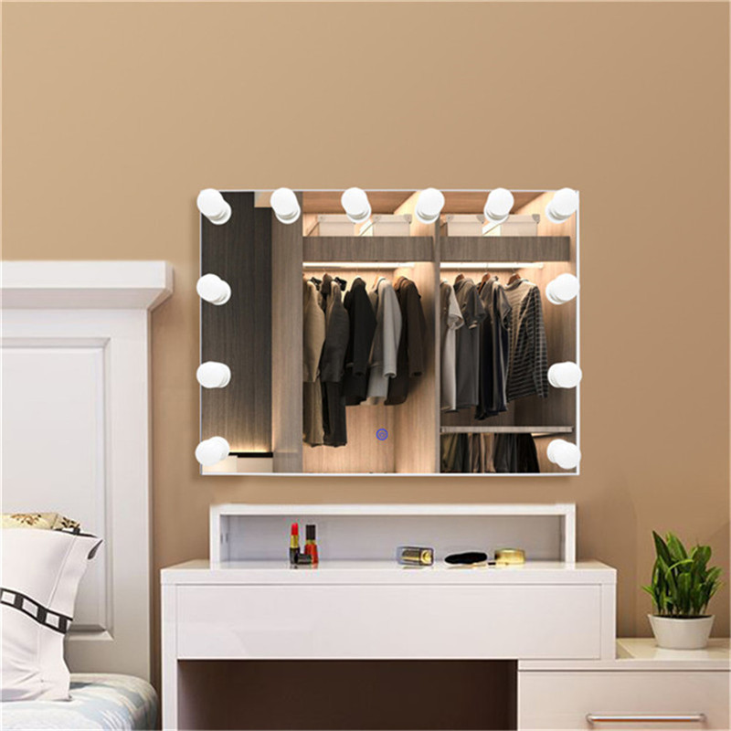 Wall-mounted vanity desk met hollywoodlampen spiegel dimble/vervangbare led gloeispiegel