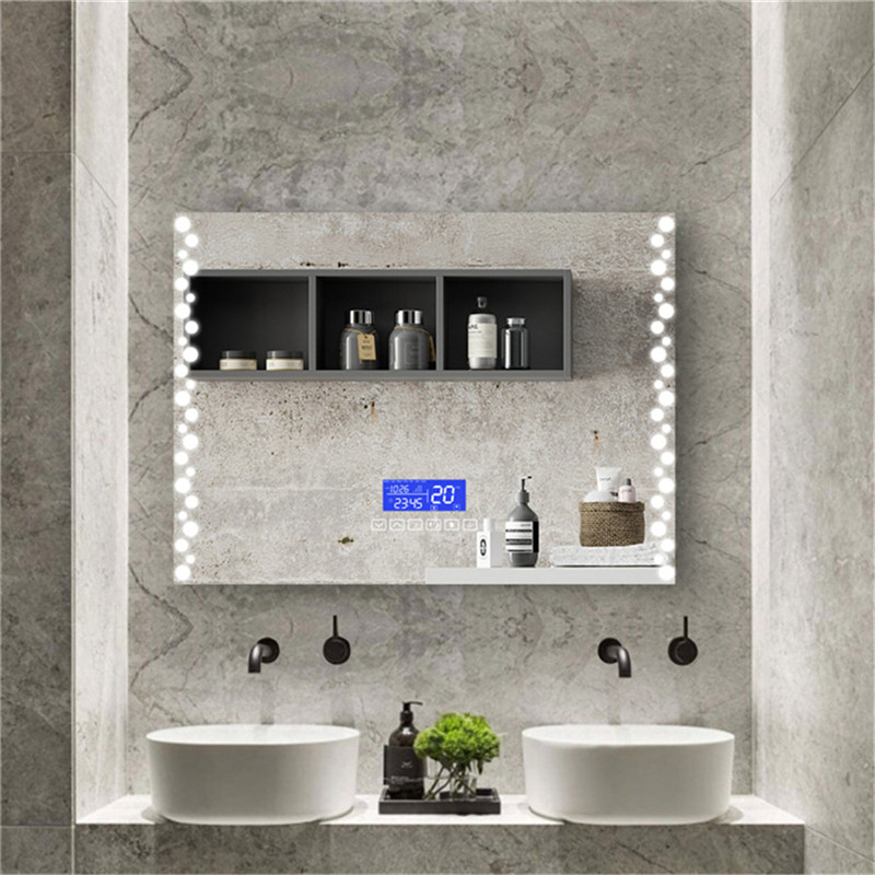 Scherm met mistless touch Sensor Schakelaar Drie Kleuren Lichten met backlited mirror met Bluetooth/Digital Clock/Defogger