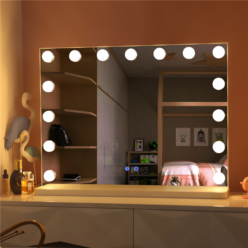 Grote desktop Hollywood make-up make-upspiegel met lampen Led verlichte make-up dressing spiegel