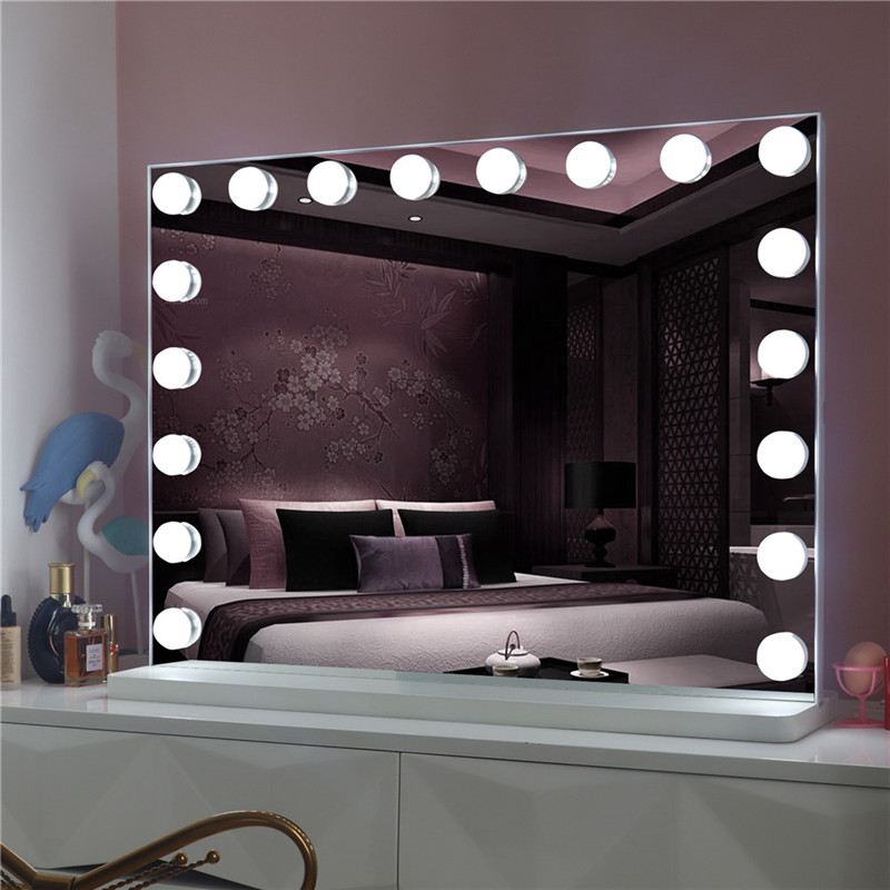 Onder leiding van verlichte tafel make-up make-up Hollywood spiegel met 18 stuks gloeilampen voor Girl Cosmetic