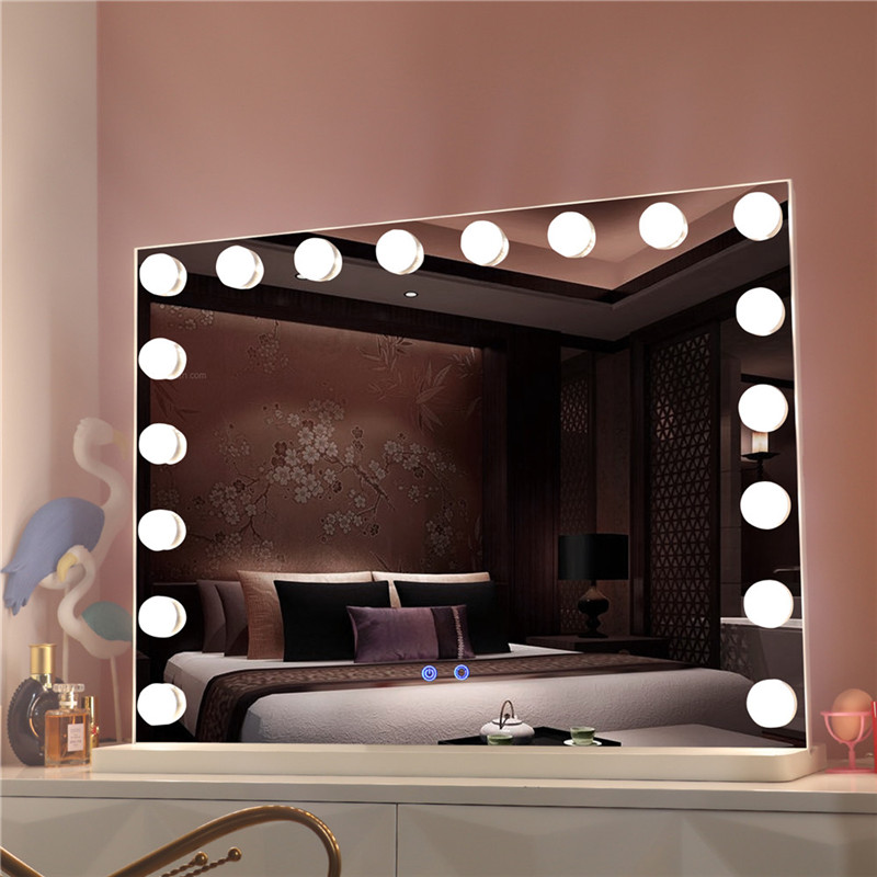 Onder leiding van verlichte tafel make-up make-up Hollywood spiegel met 18 stuks gloeilampen voor Girl Cosmetic