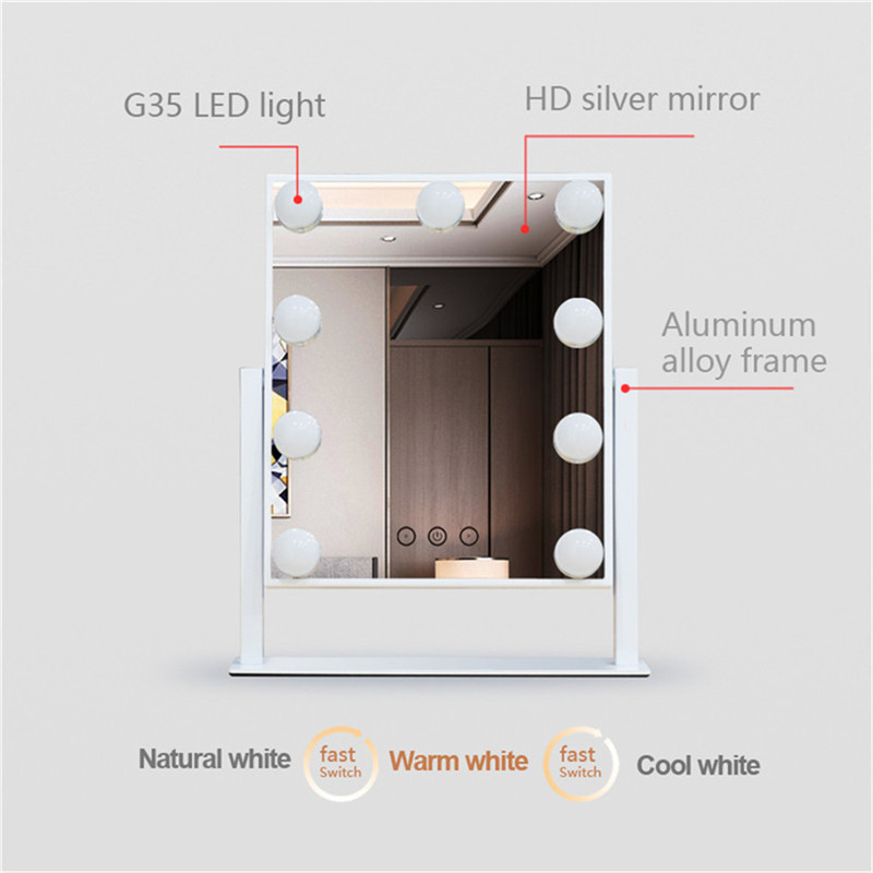 Touch Control Dimmable Brightness 360 Roting Vanity Makeup Hollywood Mirror met 12 LED Bulbs