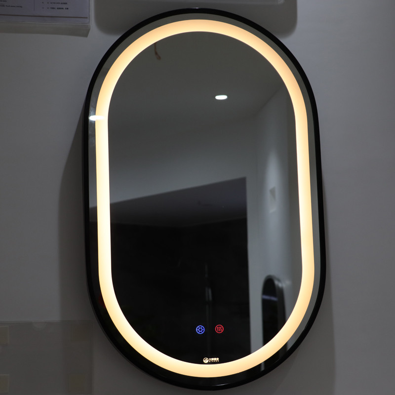 Fabriek New Style Led Lighted Black Wall Mounted Led badkamer Mirror