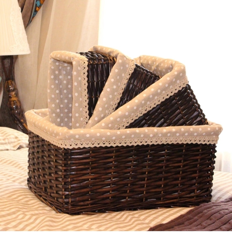 Set van 3 rieten mand