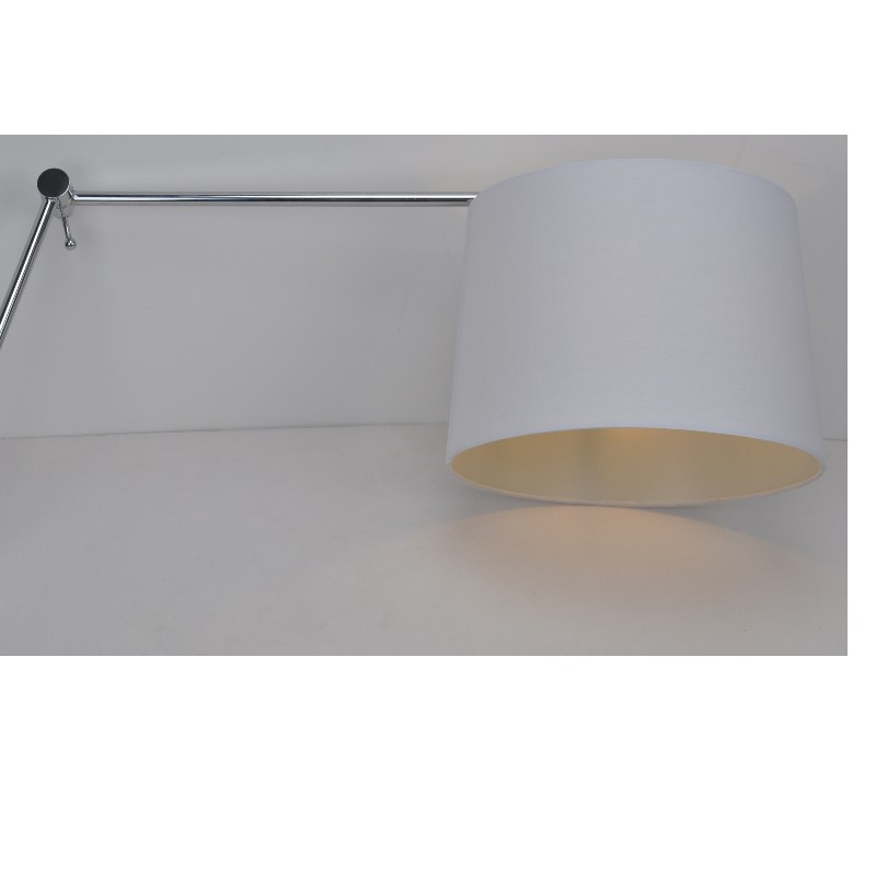 Wandlamp met stoffen kap, lange arm met verstelbare functie