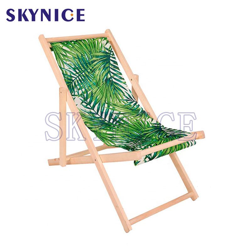 Seaside Fabric Wooden Folding Beach Stoel