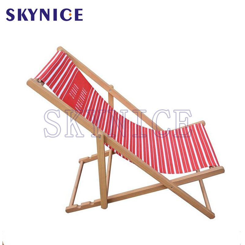Foldable Hardwood Sling Chair Wood Beach Chair for Camping