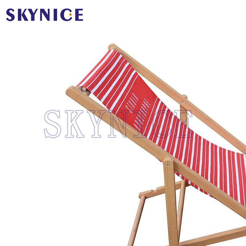 Foldable Hardwood Sling Chair Wood Beach Chair for Camping