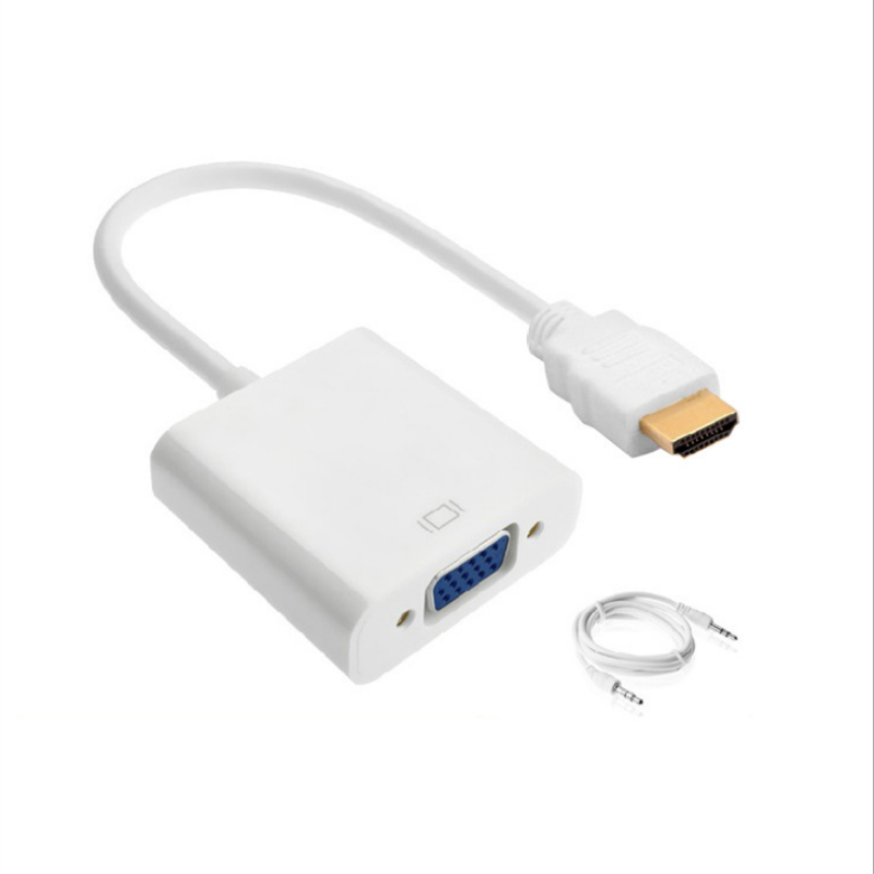 1080P HDMI aan VGA 15cm Kabel met 3.5mm audio White/Black Color