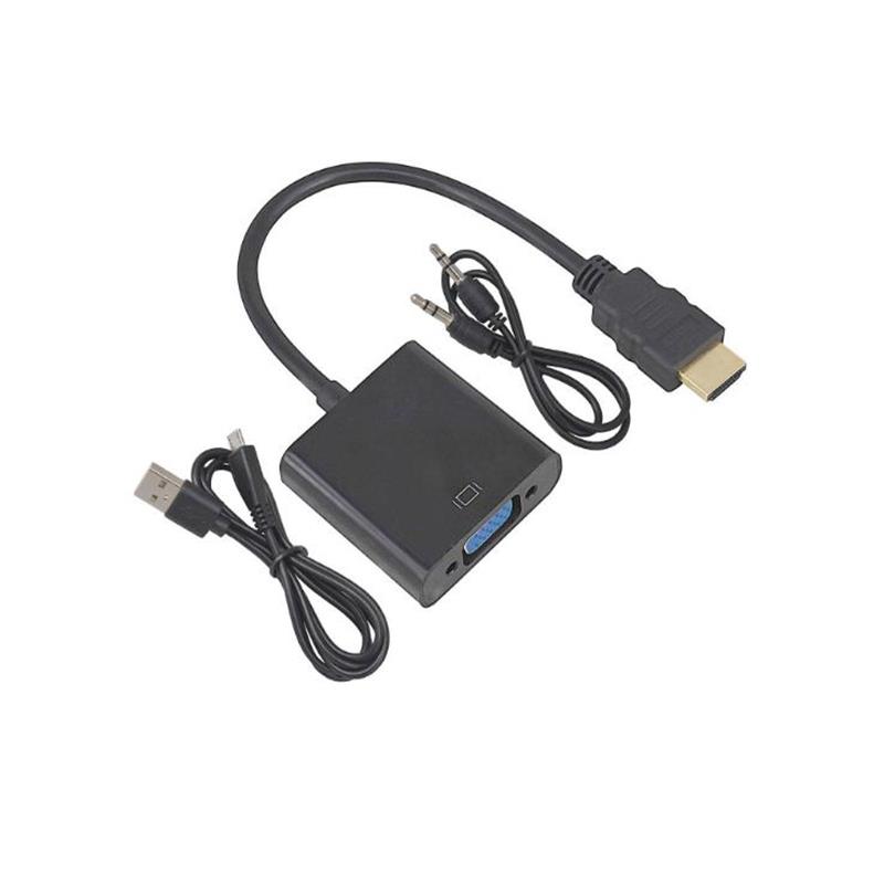 1080P HDMI aan VGA 15cm Kabel met 3.5mm audio, Micro USB voor laden