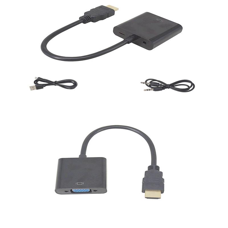 1080P HDMI aan VGA 15cm Kabel met 3.5mm audio, Micro USB voor laden