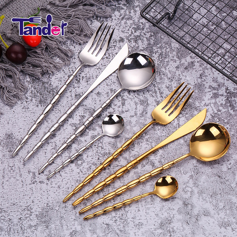tander nieuwe Europese stijl roestvrij staal huisgoederen platte metalen inox bestek set