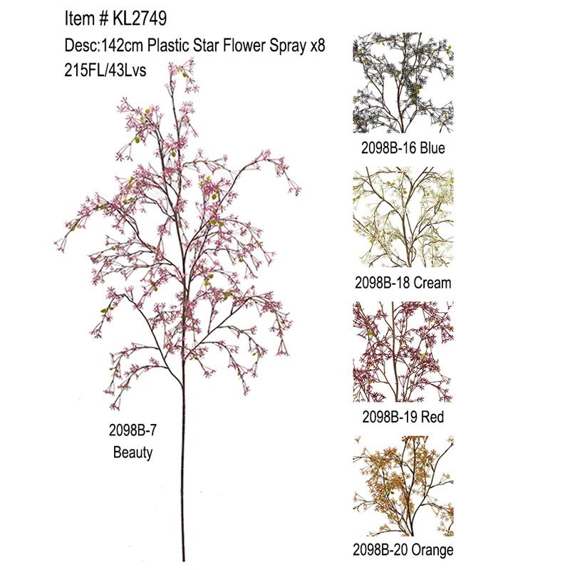 142cm Plastic Star Flower Spray x8
