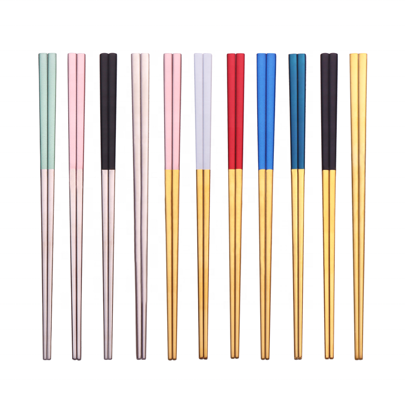 Koreaanse Custom Color Metal SUS 304 Stainless Steel Metal Titanium Chopsticks with Custom Logo