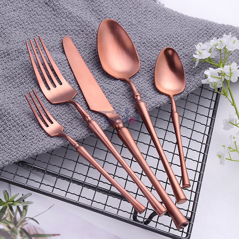 europese besteck pvd coating roestvrijstalen bruiloft bestek metaal rose goud bestekset