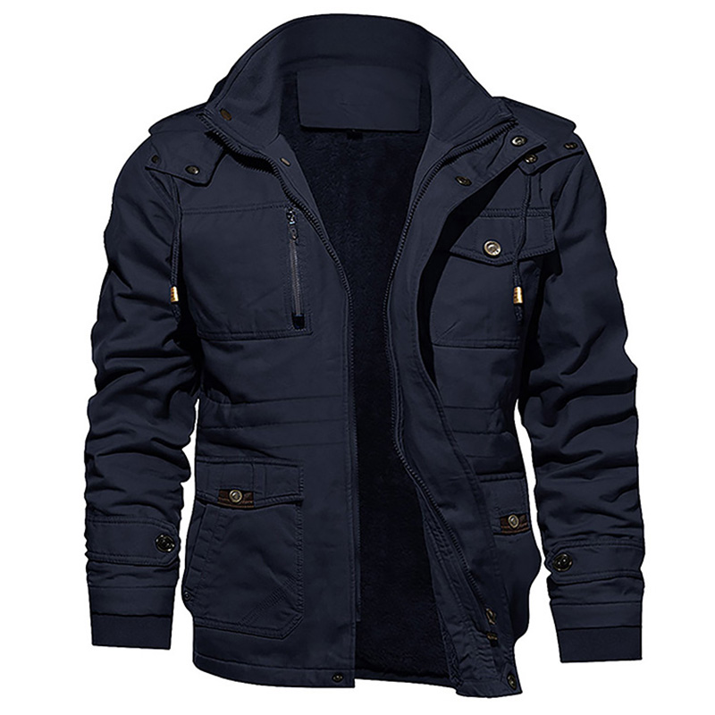 Winter Custom Fleece Lined Jacket Windbreaker Jacket met bontkraag voor kleding verwijderbare hoed