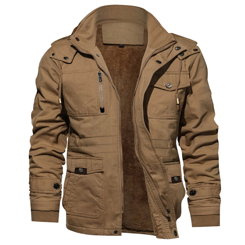 Winter Custom Fleece Lined Jacket Windbreaker Jacket met bontkraag voor kleding verwijderbare hoed