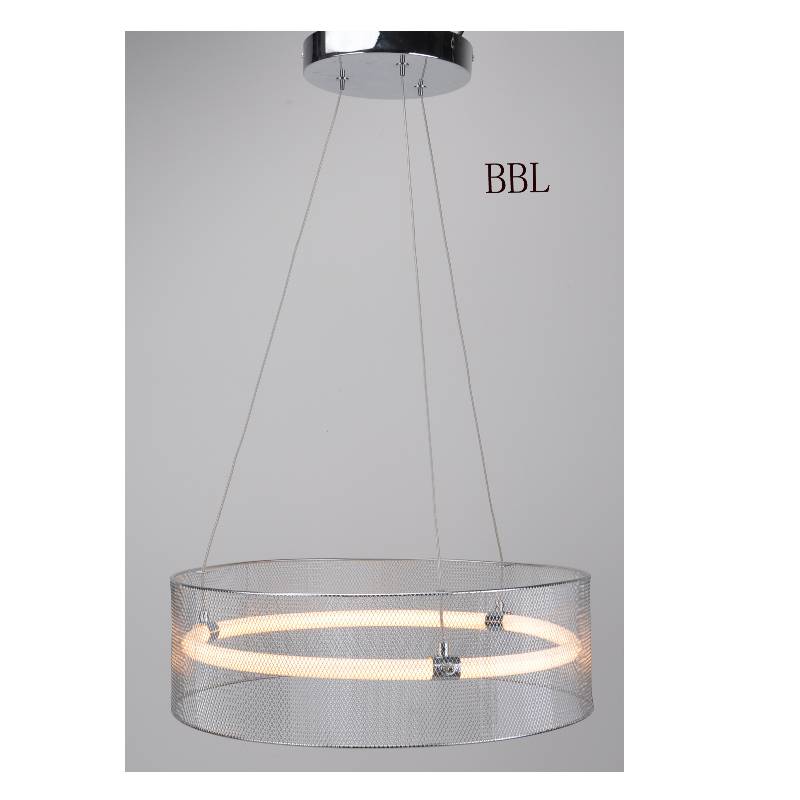 LED hanglamp met metalen gaaskap en acrylbuis zonder schaduw