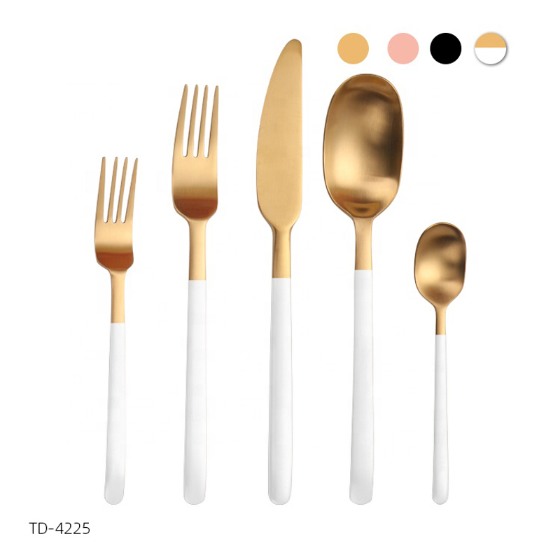 White and Gold Flatware PVD Coating Stainkless Steel White Cutlery Set