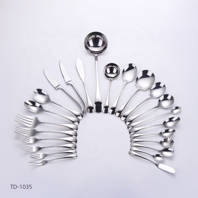 Curved Design Stainless Steel Kitchen Restaurant Party Tablets Cutlery 24PCS Set