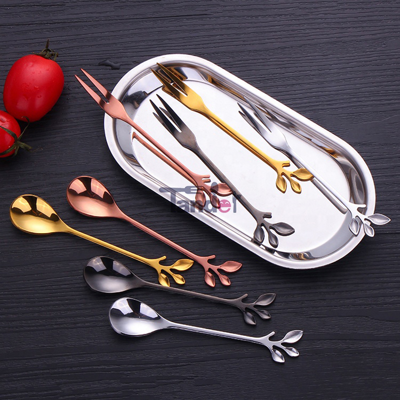 Branch Vorm Coffee Spoon Fruit Fork Mirror Small Spoon en Fork Stainkless Steel